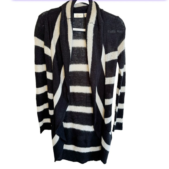 RD Style Black Stripe Cocoon Sweater Cardigan 65s736S1 Lagenlook Momcore - Picture 1 of 9